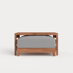 Dwell™ Modular Teak Outdoor Ottoman + Side Table | Classic Canvas in Stone Gray
