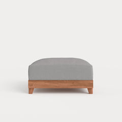 Dwell™ Modular Teak Outdoor Ottoman | Classic Canvas in Stone Gray