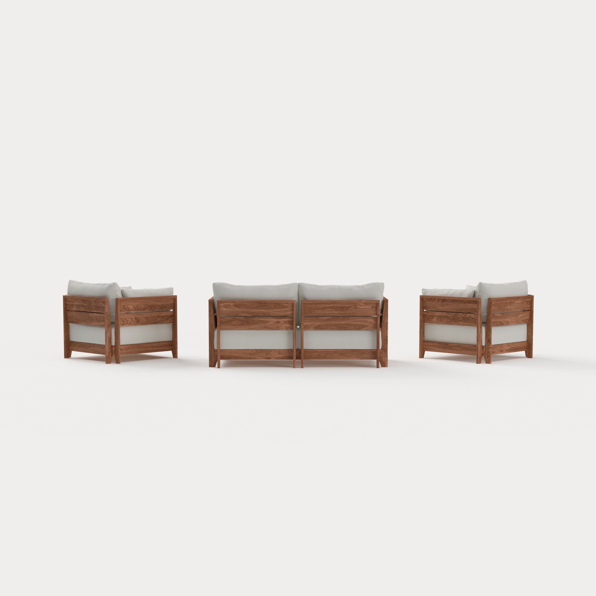 Dwell™ Modular Teak Outdoor Loveseat + Armchair Set | Classic Canvas in Cloud