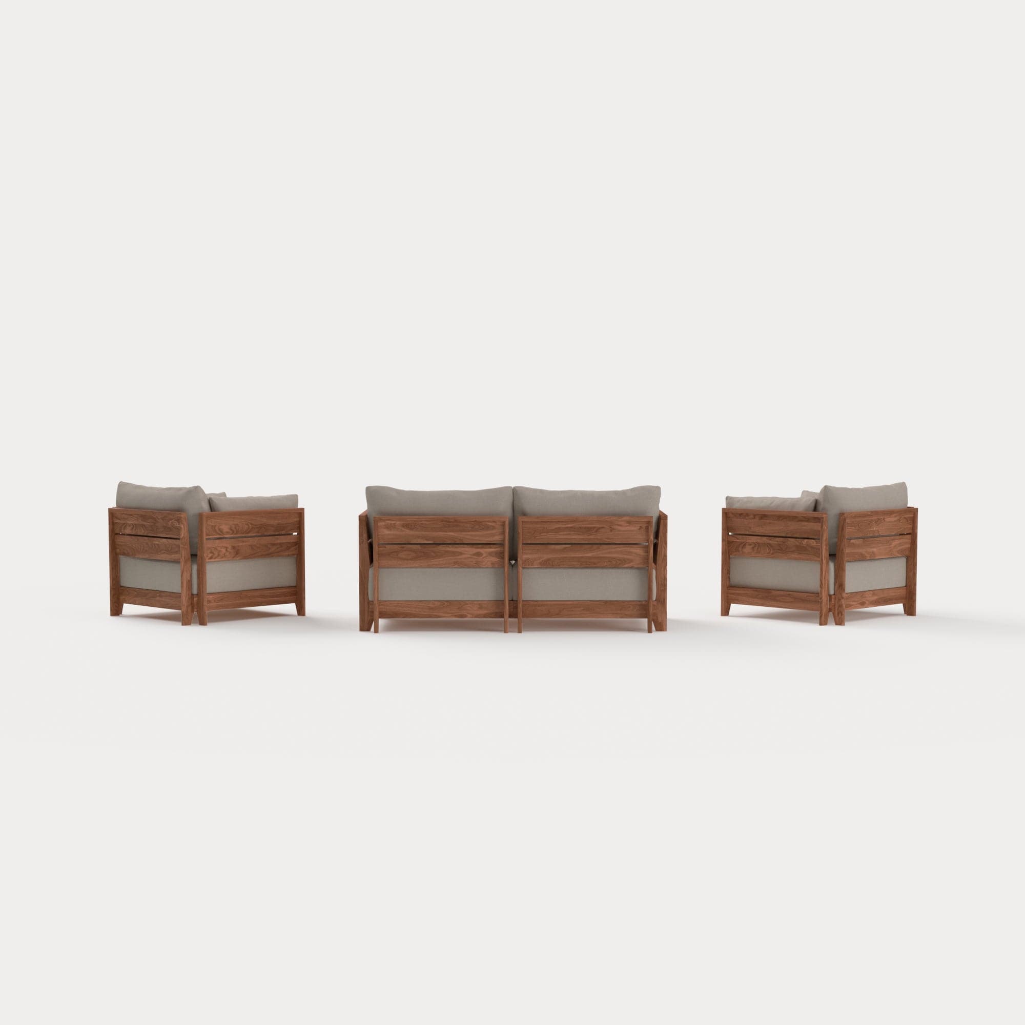 Dwell™ Modular Teak Outdoor Loveseat + Armchair Set | Classic Canvas in Sand