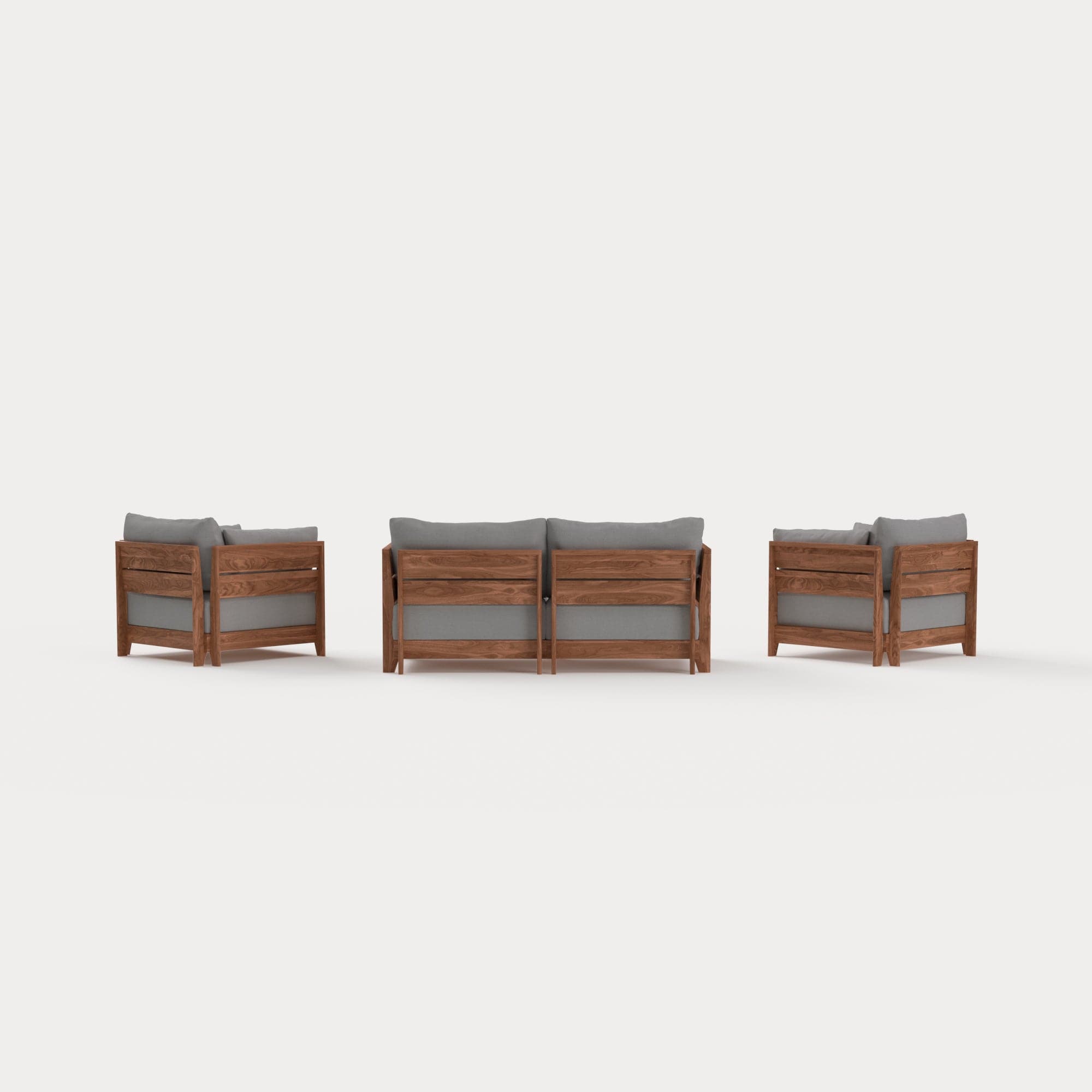 Dwell™ Modular Teak Outdoor Loveseat + Armchair Set | Classic Canvas in Stone Gray