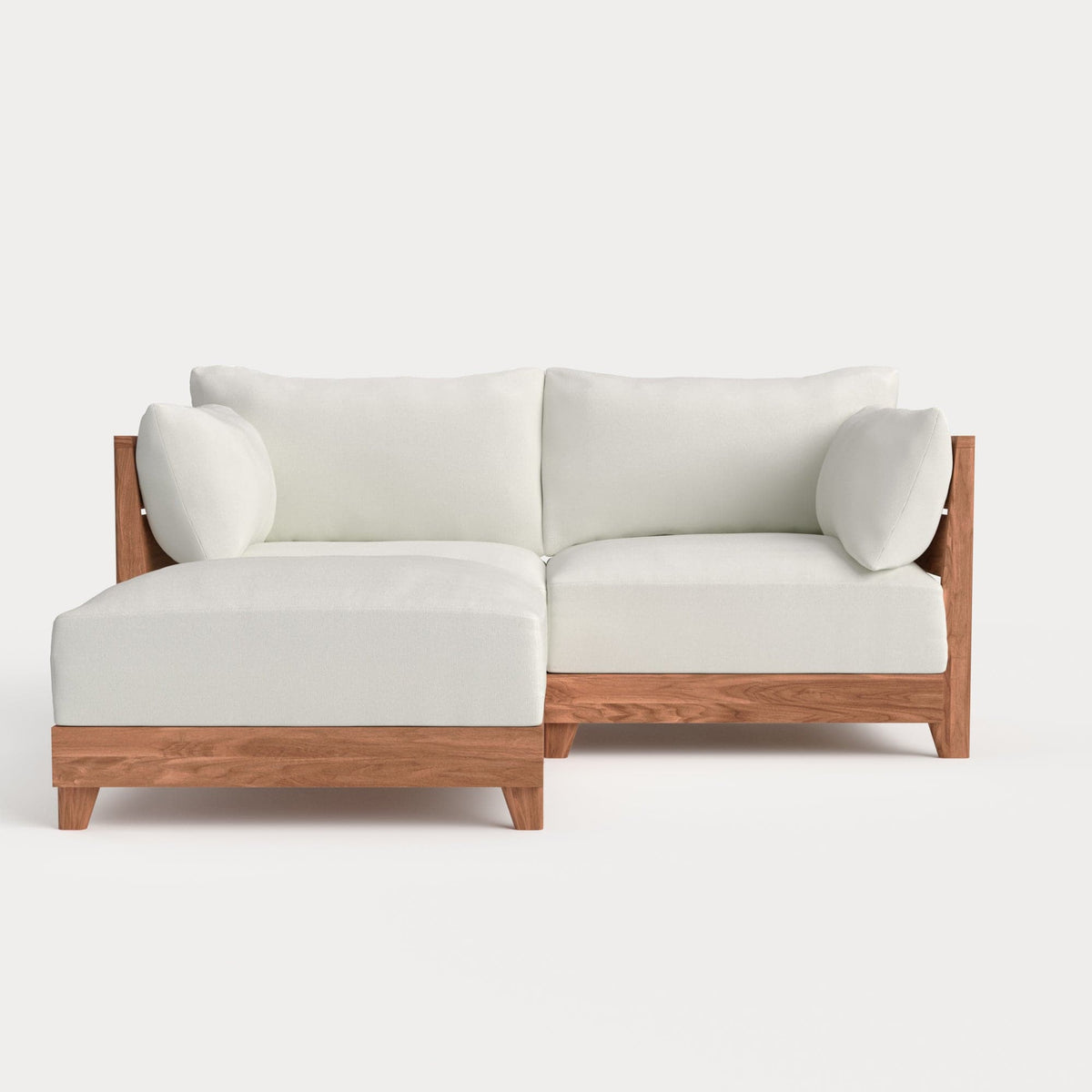 Dwell™ Modular Teak Outdoor Loveseat Sectional | Classic Canvas in Cloud