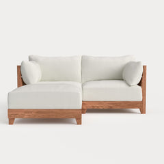 Dwell™ Modular Teak Outdoor Loveseat Sectional | Classic Canvas in Cloud