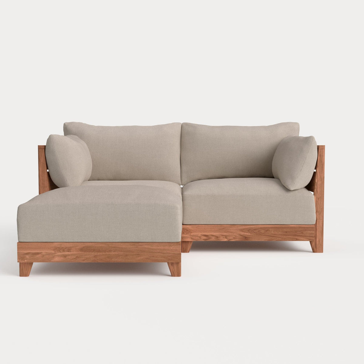 Dwell™ Modular Teak Outdoor Loveseat Sectional | Classic Canvas in Sand