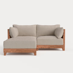 Dwell™ Modular Teak Outdoor Loveseat Sectional | Classic Canvas in Sand