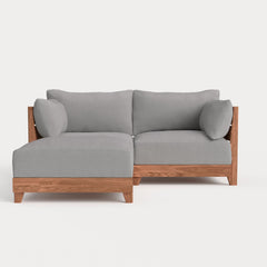 Dwell™ Modular Teak Outdoor Loveseat Sectional | Classic Canvas in Stone Gray