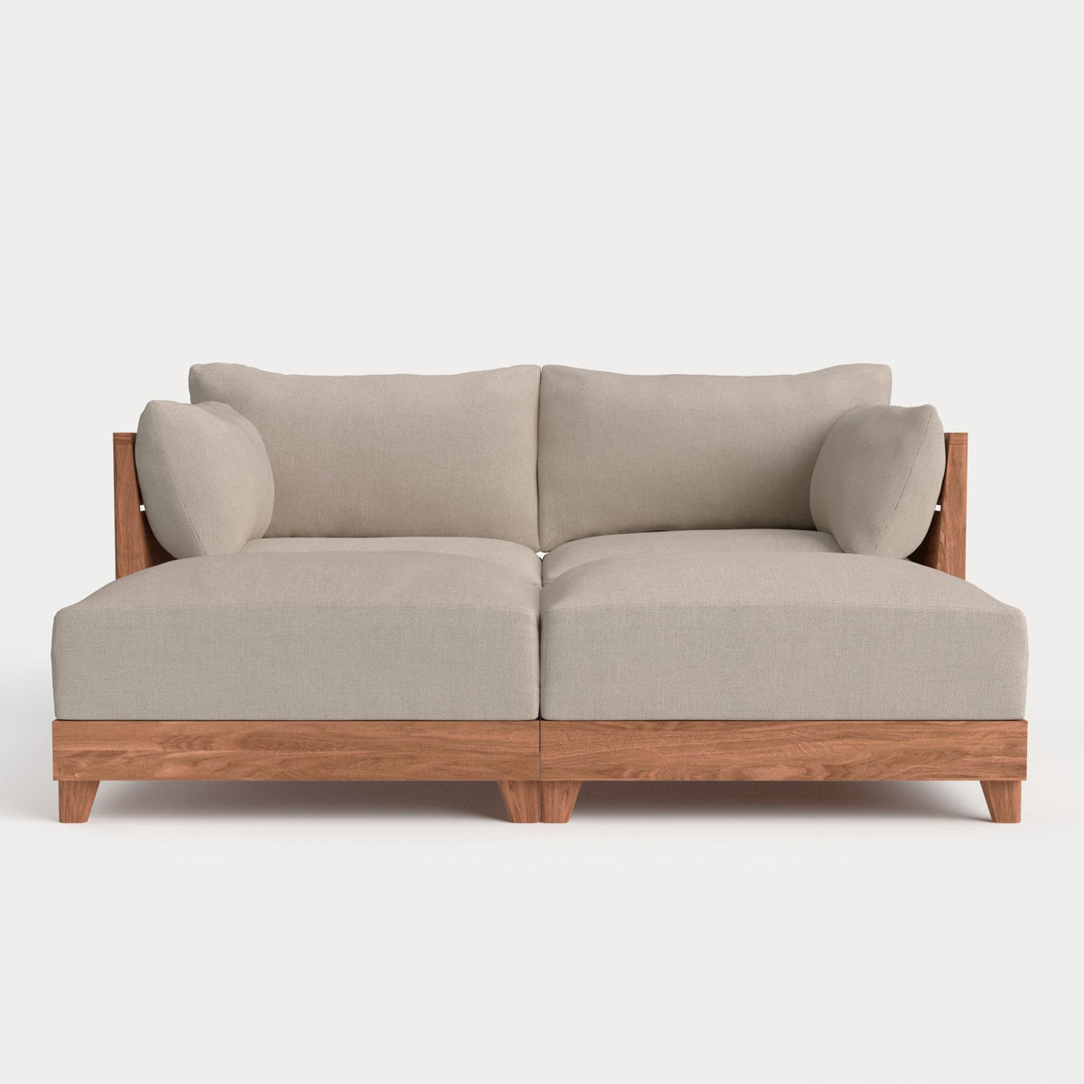 Dwell™ Modular Teak Outdoor Loveseat Daybed | Classic Canvas in Sand