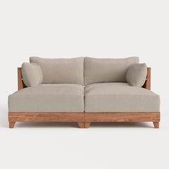 Dwell™ Modular Teak Outdoor Loveseat Daybed | Classic Canvas in Sand