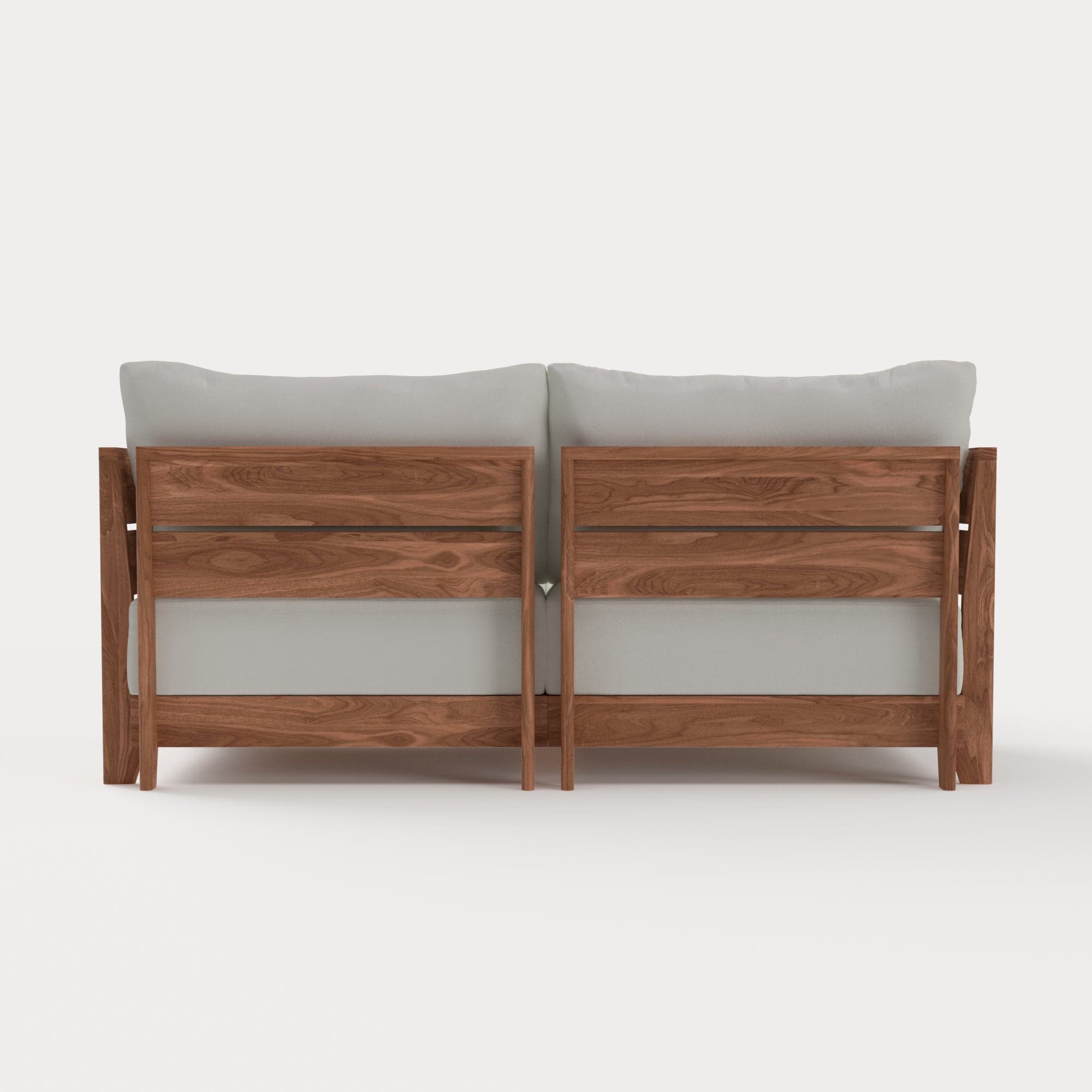 Dwell™ Modular Teak Outdoor Loveseat with Ottoman + Side Table | Classic Canvas in Cloud