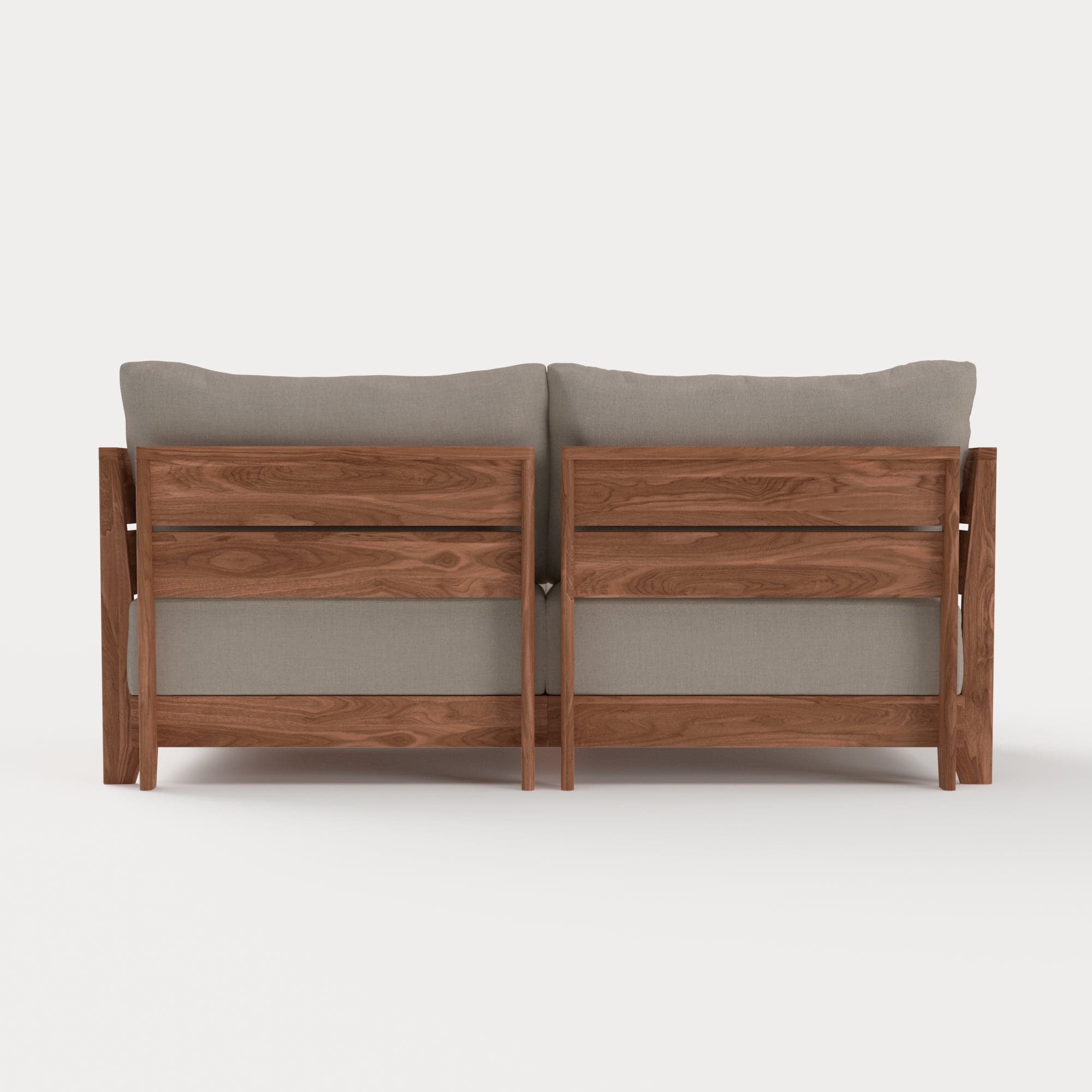 Dwell™ Modular Teak Outdoor Loveseat with Ottoman + Side Table | Classic Canvas in Sand