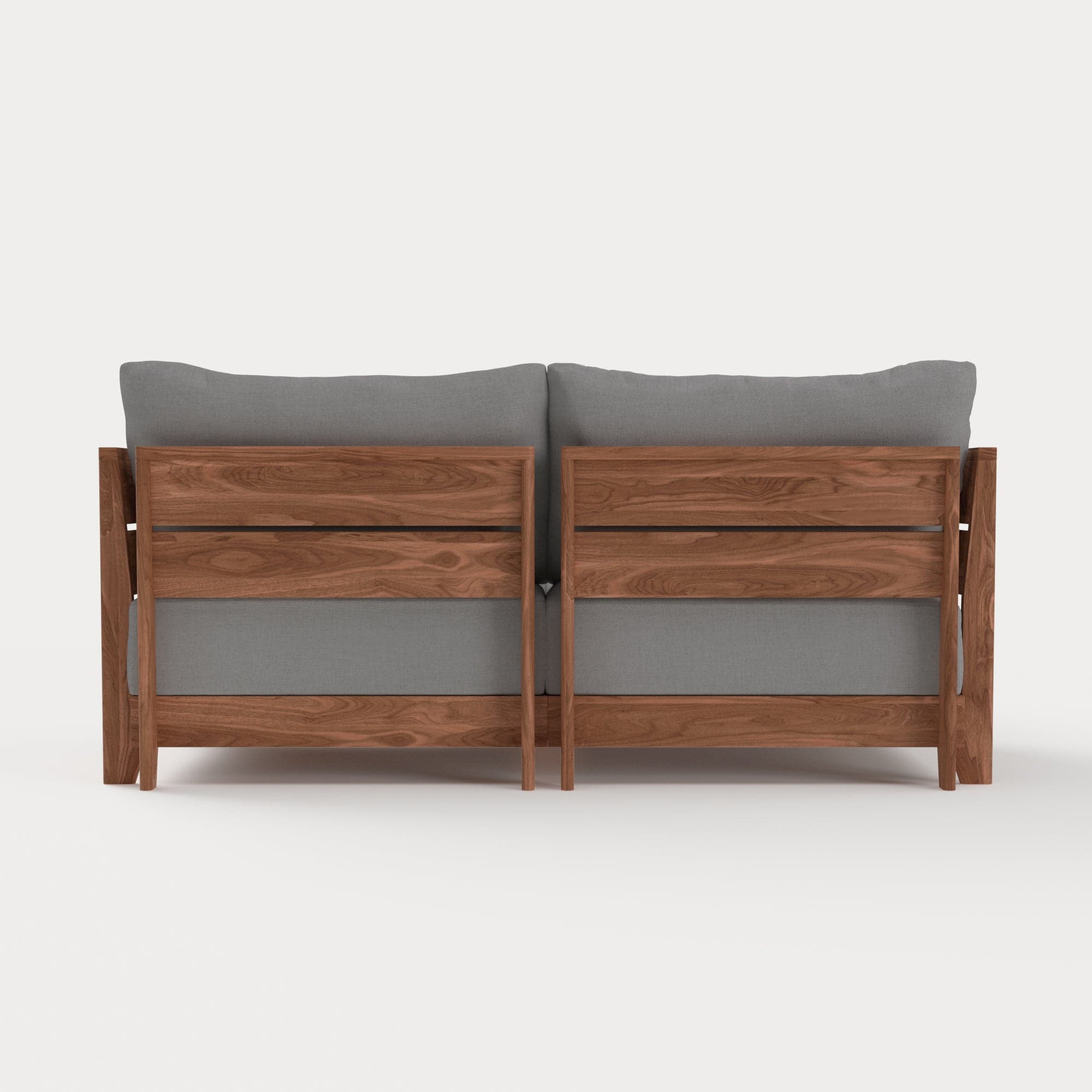 Dwell™ Modular Teak Outdoor Loveseat with Ottoman + Side Table | Classic Canvas in Stone Gray