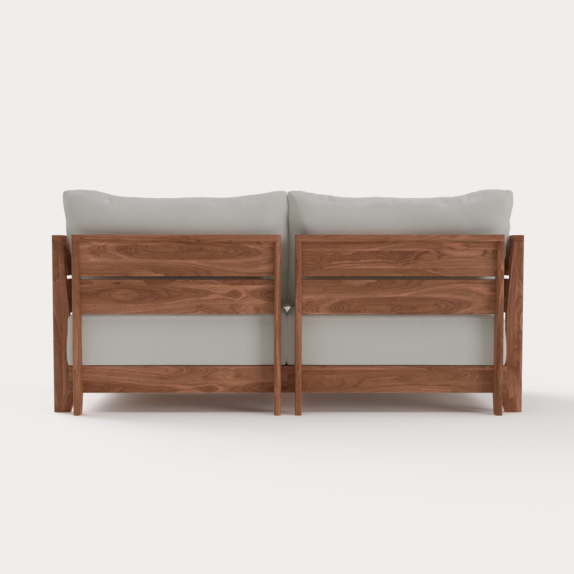 Dwell™ Modular Teak Outdoor Loveseat + Ottoman | Classic Canvas in Cloud