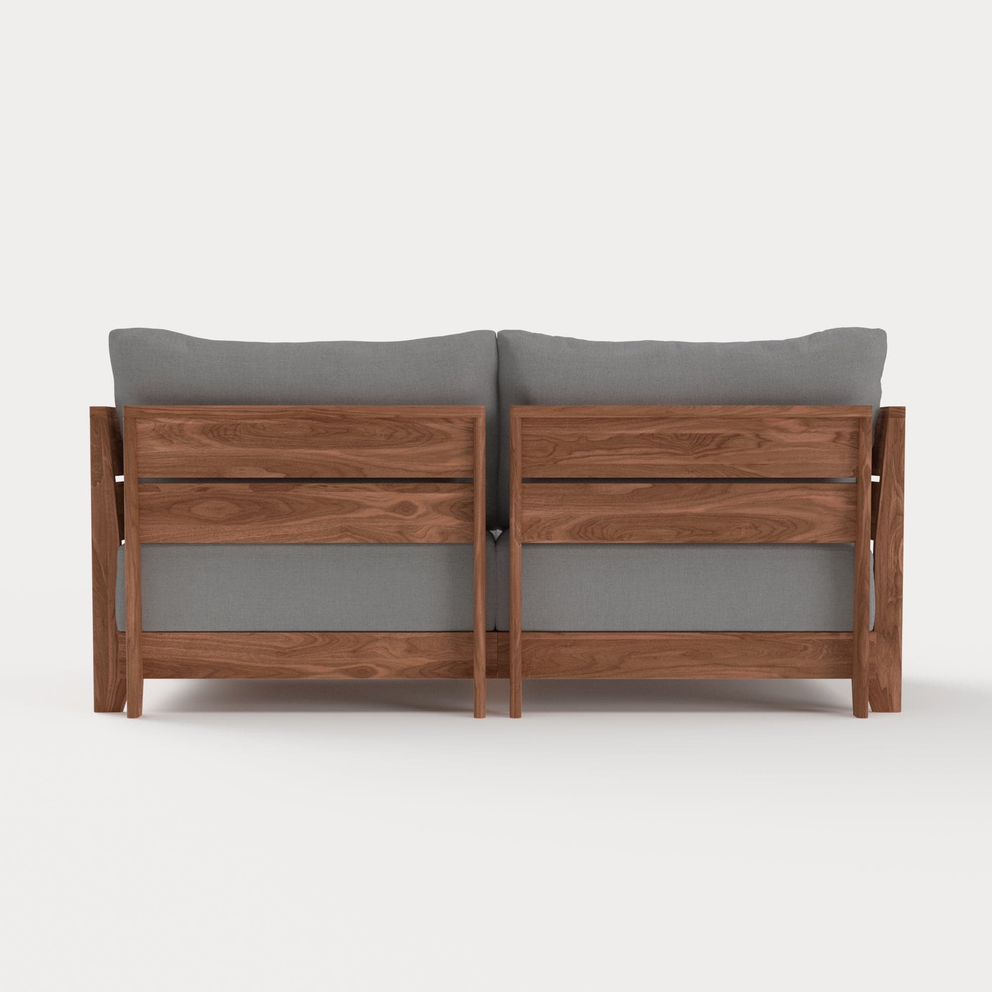 Dwell™ Modular Teak Outdoor Loveseat + Ottoman | Classic Canvas in Stone Gray
