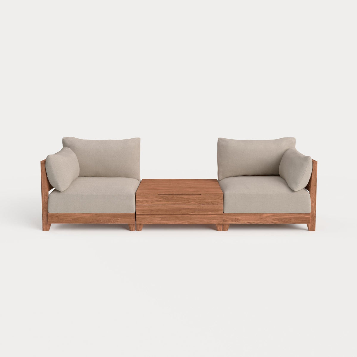 Dwell™ Modular Teak Outdoor 2-Seater + Storage Coffee Table | Classic Canvas in Sand