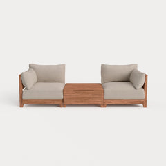 Dwell™ Modular Teak Outdoor 2-Seater + Storage Coffee Table | Classic Canvas in Sand