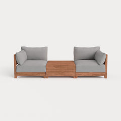 Dwell™ Modular Teak Outdoor 2-Seater + Storage Coffee Table | Classic Canvas in Stone Gray