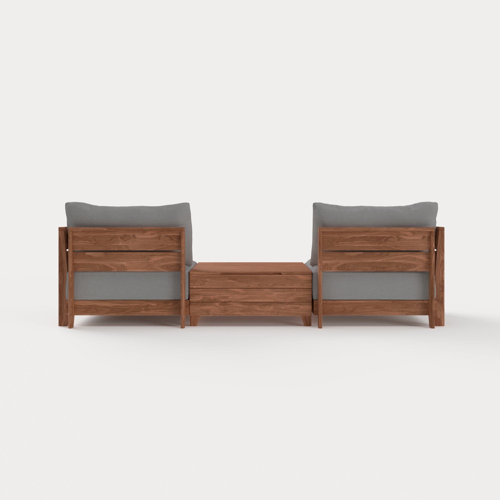 Dwell™ Modular Teak Outdoor 2-Seater + Storage Coffee Table | Classic Canvas in Stone Gray