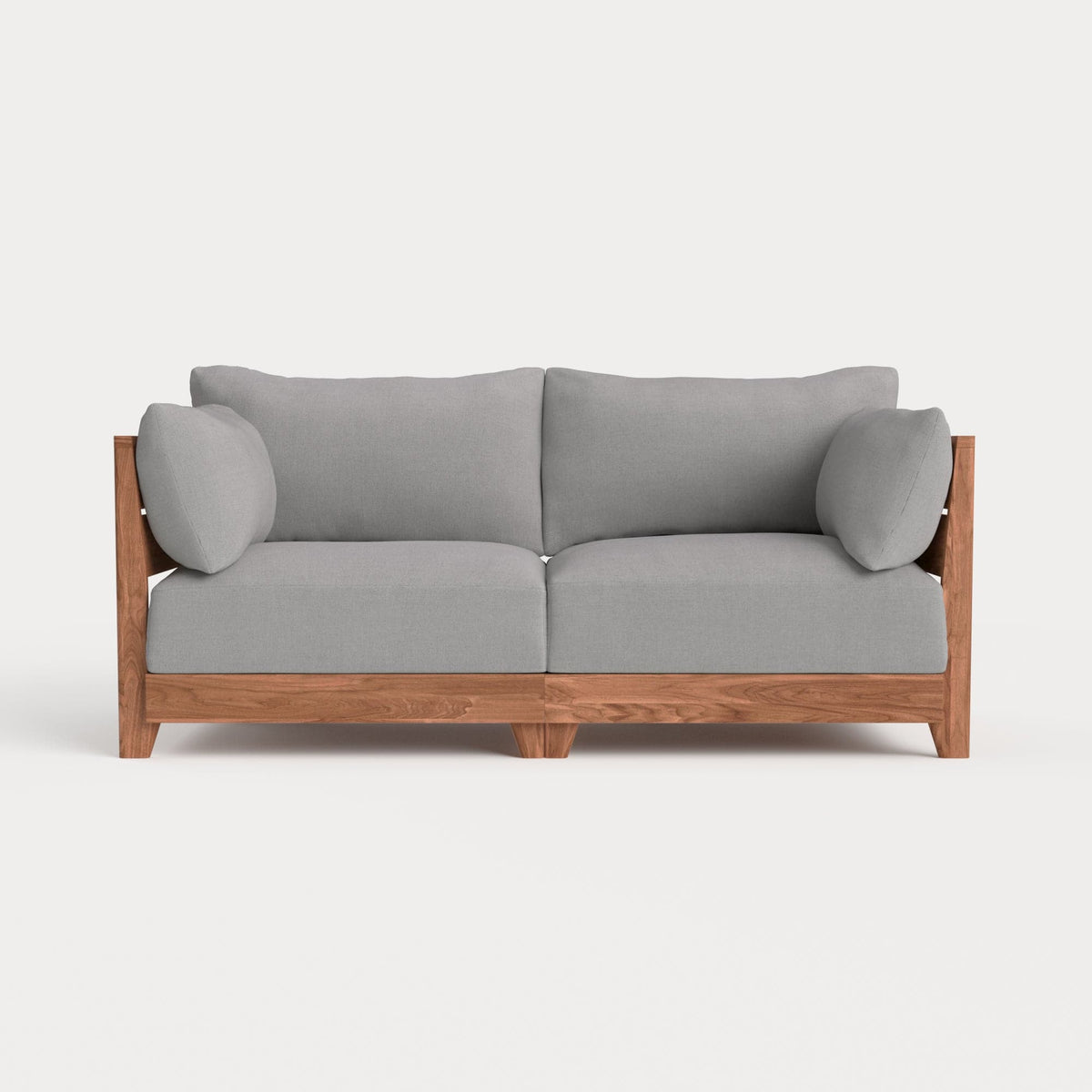 Dwell™ Modular Teak Outdoor Loveseat | Classic Canvas in Stone Gray