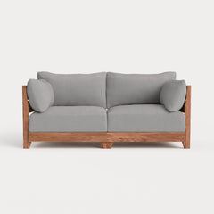 Dwell™ Modular Teak Outdoor Loveseat | Classic Canvas in Stone Gray