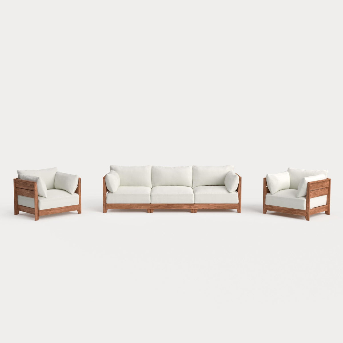 Dwell™ Modular Teak Outdoor Sofa + Armchair Set | Classic Canvas in Cloud