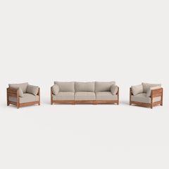 Dwell™ Modular Teak Outdoor Sofa + Armchair Set | Classic Canvas in Sand