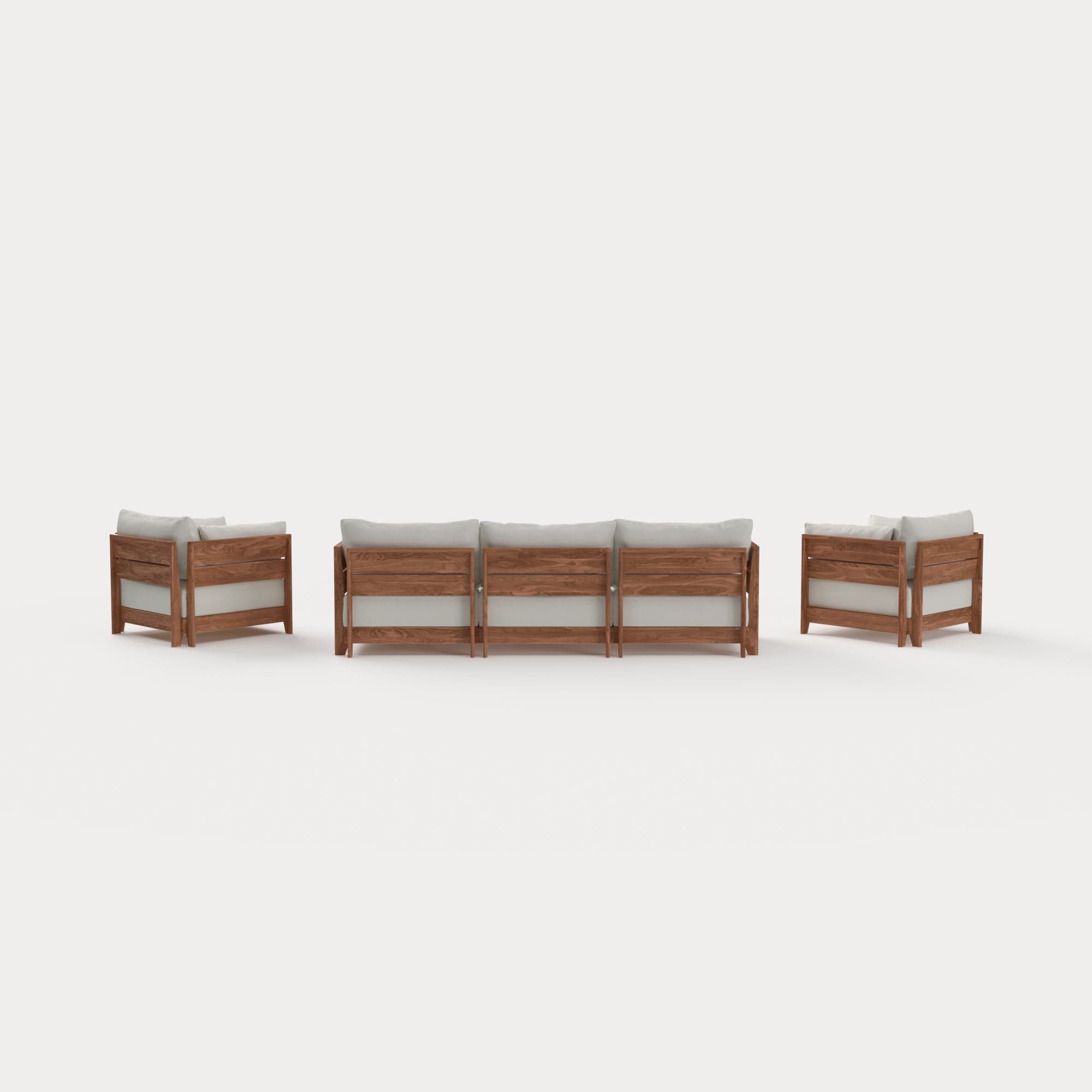 Dwell™ Modular Teak Outdoor Sofa + Armchair Set | Classic Canvas in Cloud