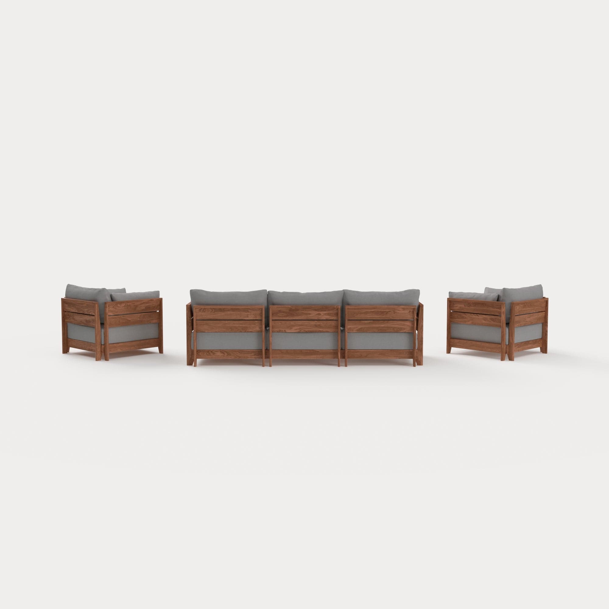 Dwell™ Modular Teak Outdoor Sofa + Armchair Set | Classic Canvas in Stone Gray