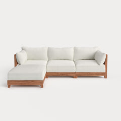 Dwell™ Modular Teak Outdoor Sofa Sectional | Classic Canvas in Cloud