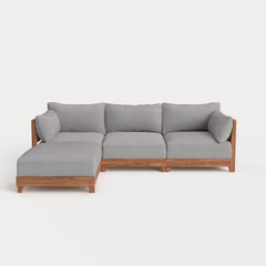 Dwell™ Modular Teak Outdoor Sofa Sectional | Classic Canvas in Stone Gray
