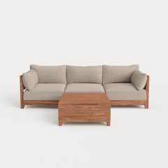 Dwell™ Modular Teak Outdoor Sofa + Storage Coffee Table | Classic Canvas in Sand