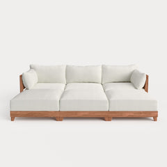 Dwell™ Modular Teak Outdoor Sofa Daybed | Classic Canvas in Cloud