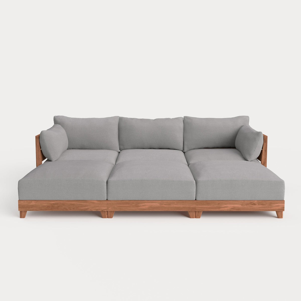 Dwell™ Modular Teak Outdoor Sofa Daybed | Classic Canvas in Stone Gray