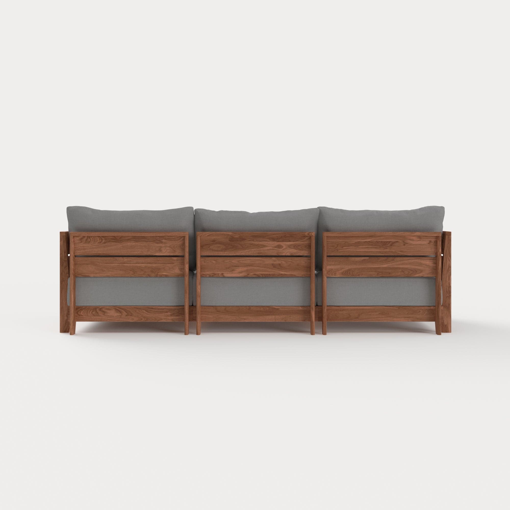 Dwell™ Modular Teak Outdoor Sofa with Ottoman + Side Table  | Classic Canvas in Stone Gray