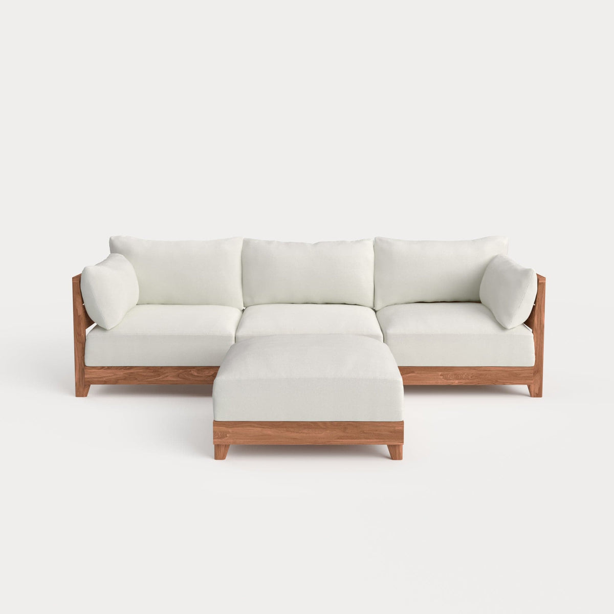 Dwell™ Modular Teak Outdoor Sofa + Ottoman | Classic Canvas in Cloud