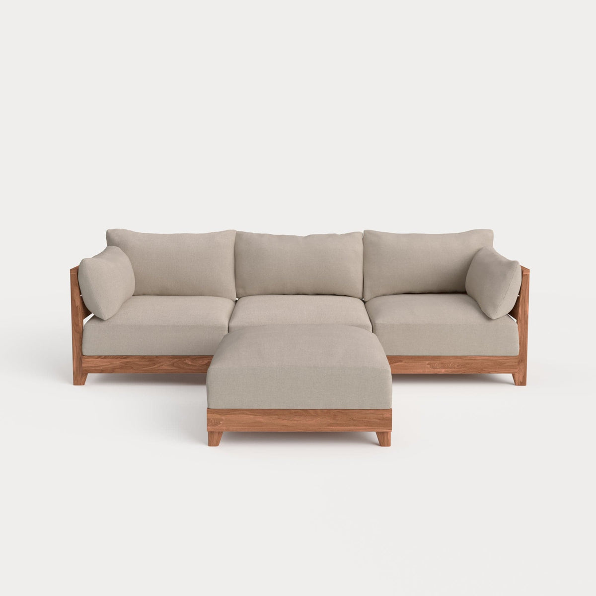 Dwell™ Modular Teak Outdoor Sofa + Ottoman | Classic Canvas in Sand
