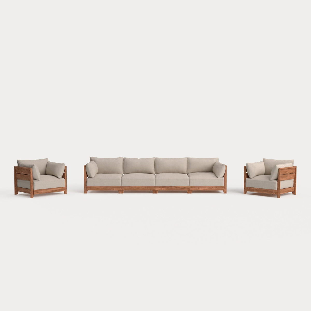Dwell™ Modular Teak Outdoor 4-Seater Sofa + Armchair Set | Classic Canvas in Sand