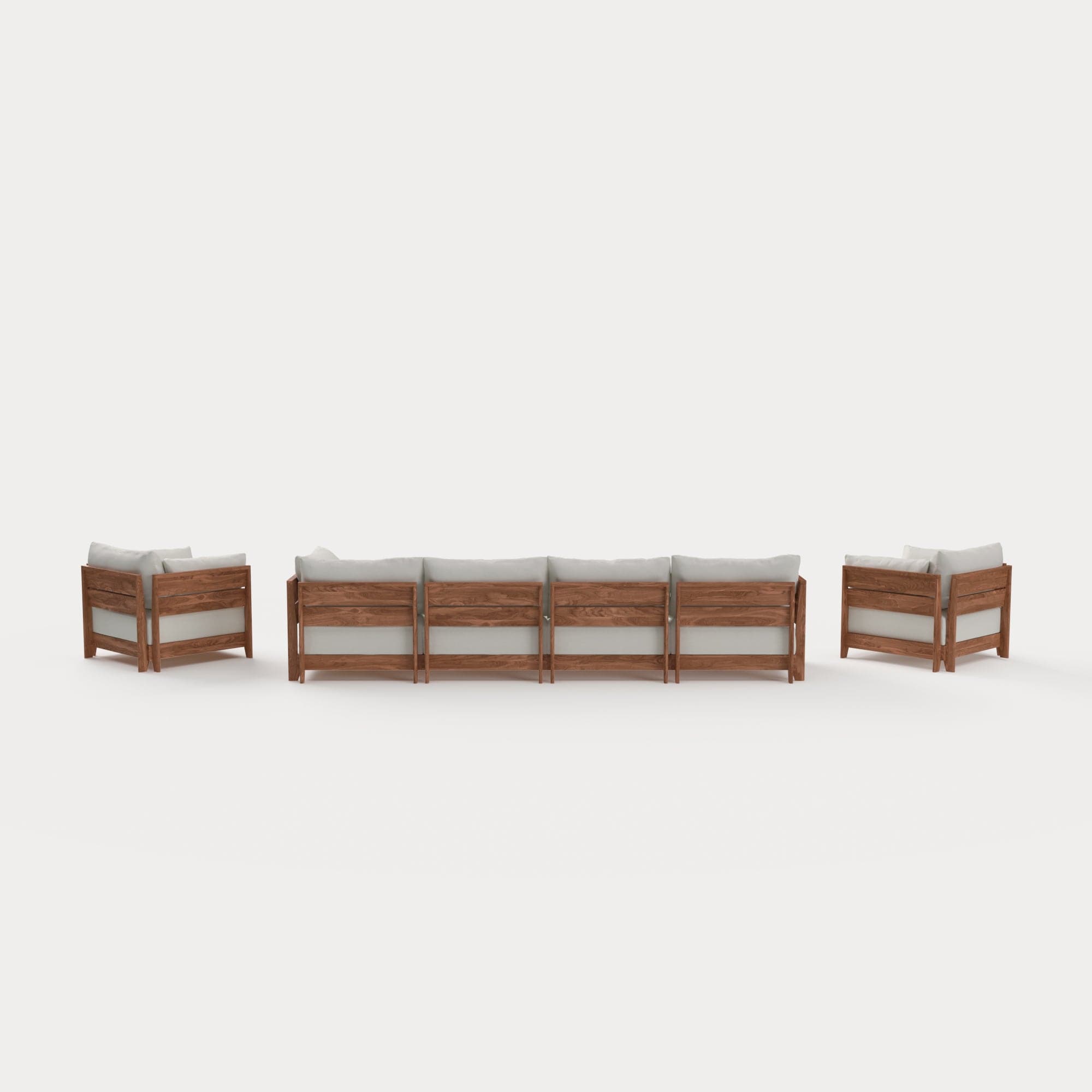 Dwell™ Modular Teak Outdoor 4-Seater Sofa + Armchair Set | Classic Canvas in Cloud