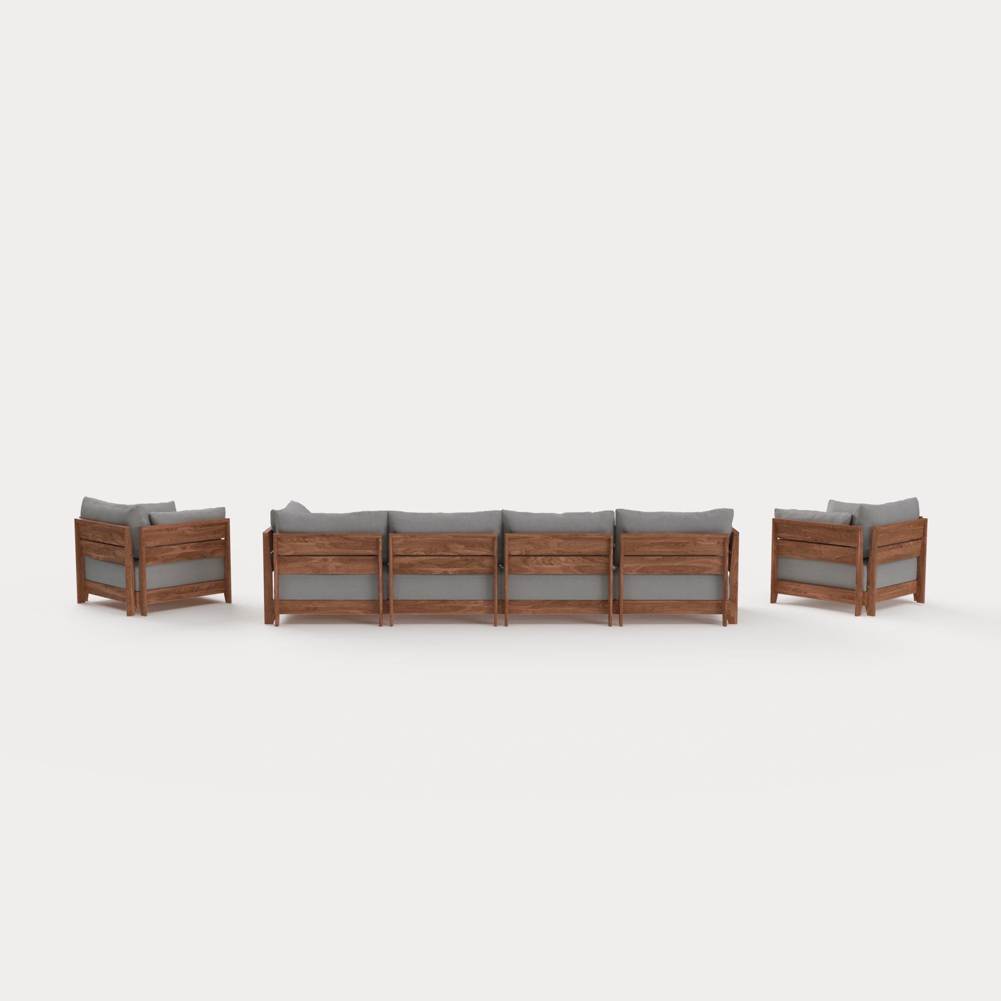 Dwell™ Modular Teak Outdoor 4-Seater Sofa + Armchair Set | Classic Canvas in Stone Gray