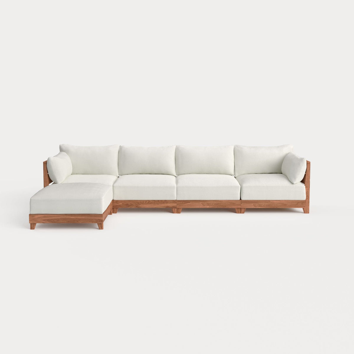 Dwell™ Modular Teak Outdoor 4-Seater Sofa Sectional | Classic Canvas in Cloud