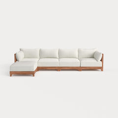 Dwell™ Modular Teak Outdoor 4-Seater Sofa Sectional | Classic Canvas in Cloud