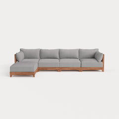 Dwell™ Modular Teak Outdoor 4-Seater Sofa Sectional | Classic Canvas in Stone Gray