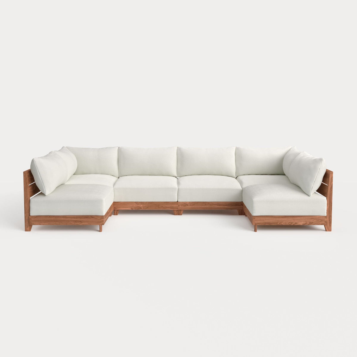 Dwell™ Modular Teak Outdoor 6-Seater U-Sectional | Classic Canvas in Cloud