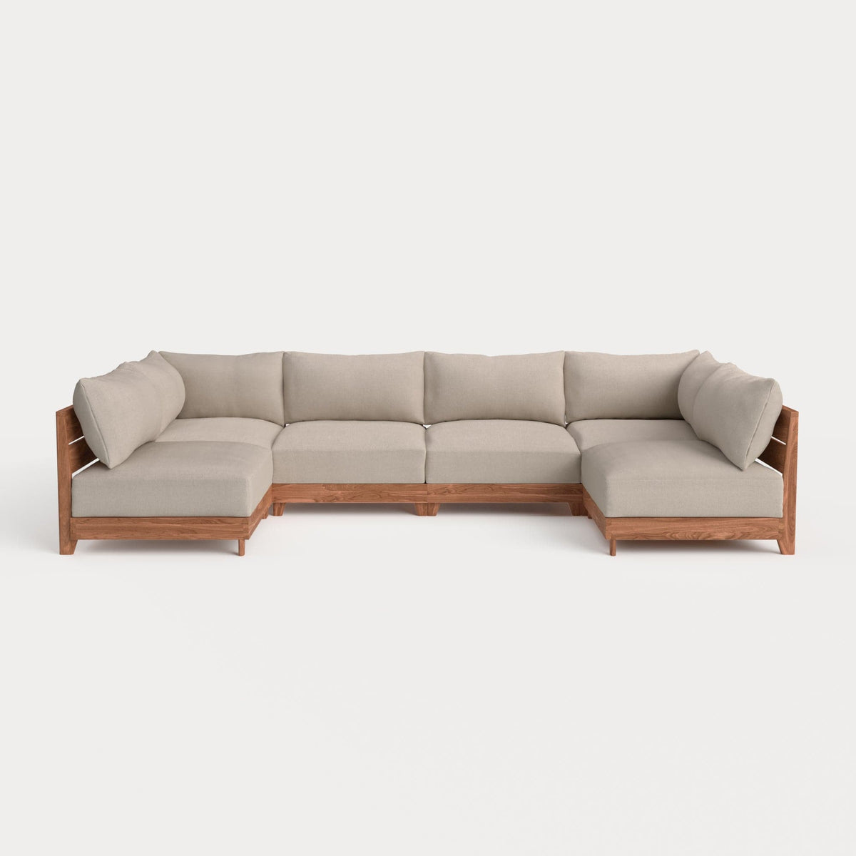Dwell™ Modular Teak Outdoor 6-Seater U-Sectional | Classic Canvas in Sand