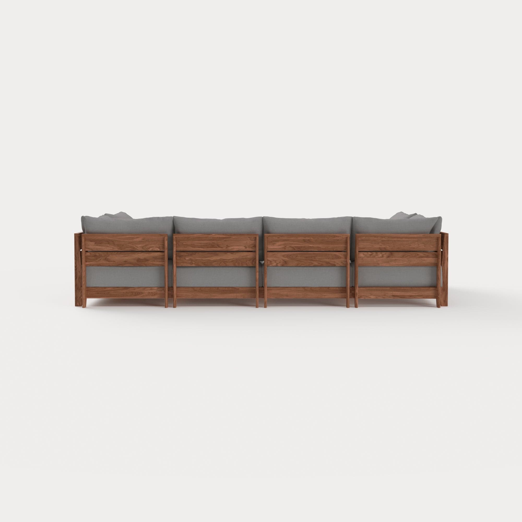 Dwell™ Modular Teak Outdoor 6-Seater U-Sectional | Classic Canvas in Stone Gray