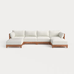 Dwell™ Modular Teak Outdoor 4-Seater U-Sectional | Classic Canvas in Cloud
