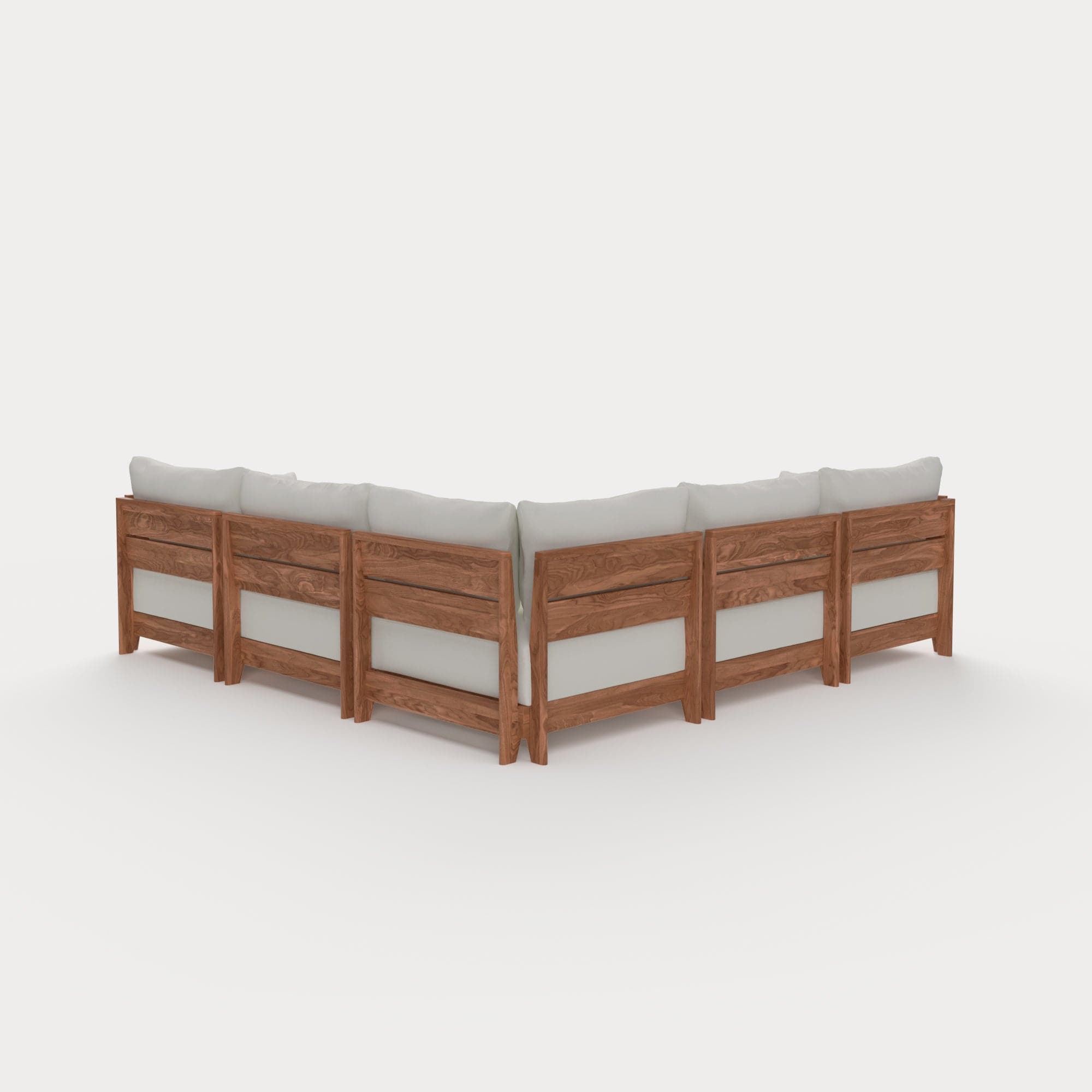 Dwell™ Modular Teak Outdoor 5-Seater L-Sectional | Classic Canvas in Cloud