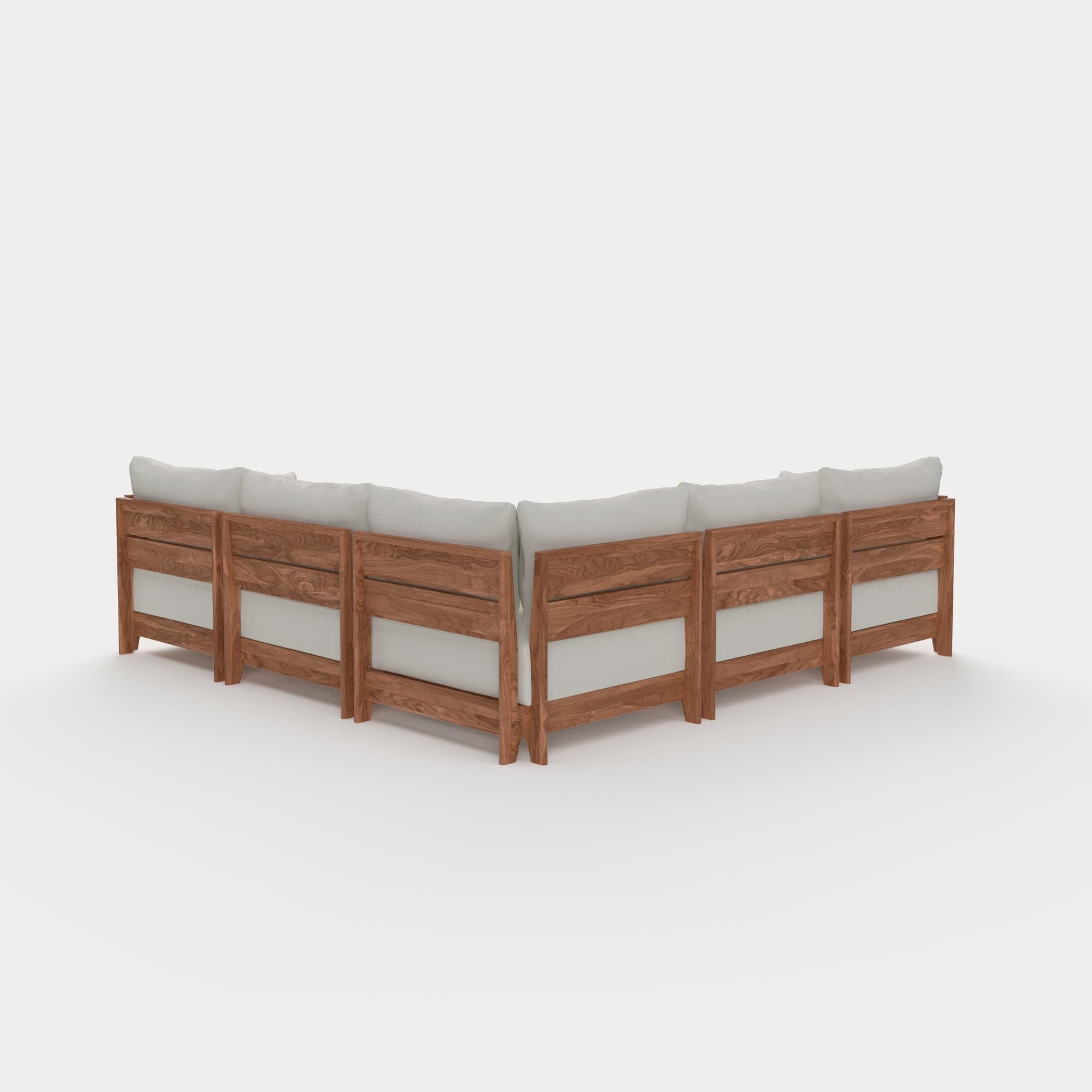 Dwell™ Modular Teak Outdoor 5-Seater L-Sectional with Ottoman + Side Table | Classic Canvas in Cloud