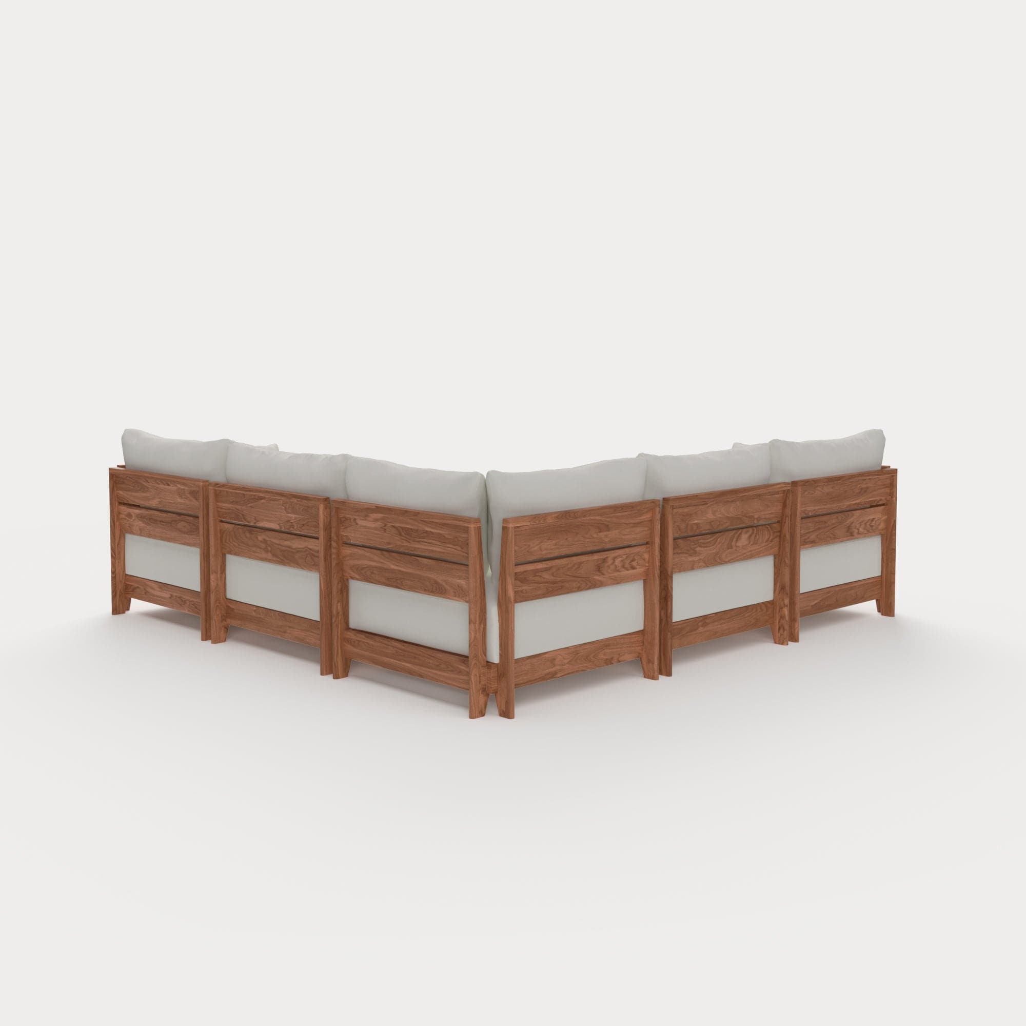 Dwell™ Modular Teak Outdoor 5-Seater L-Sectional + Ottoman | Classic Canvas in Cloud