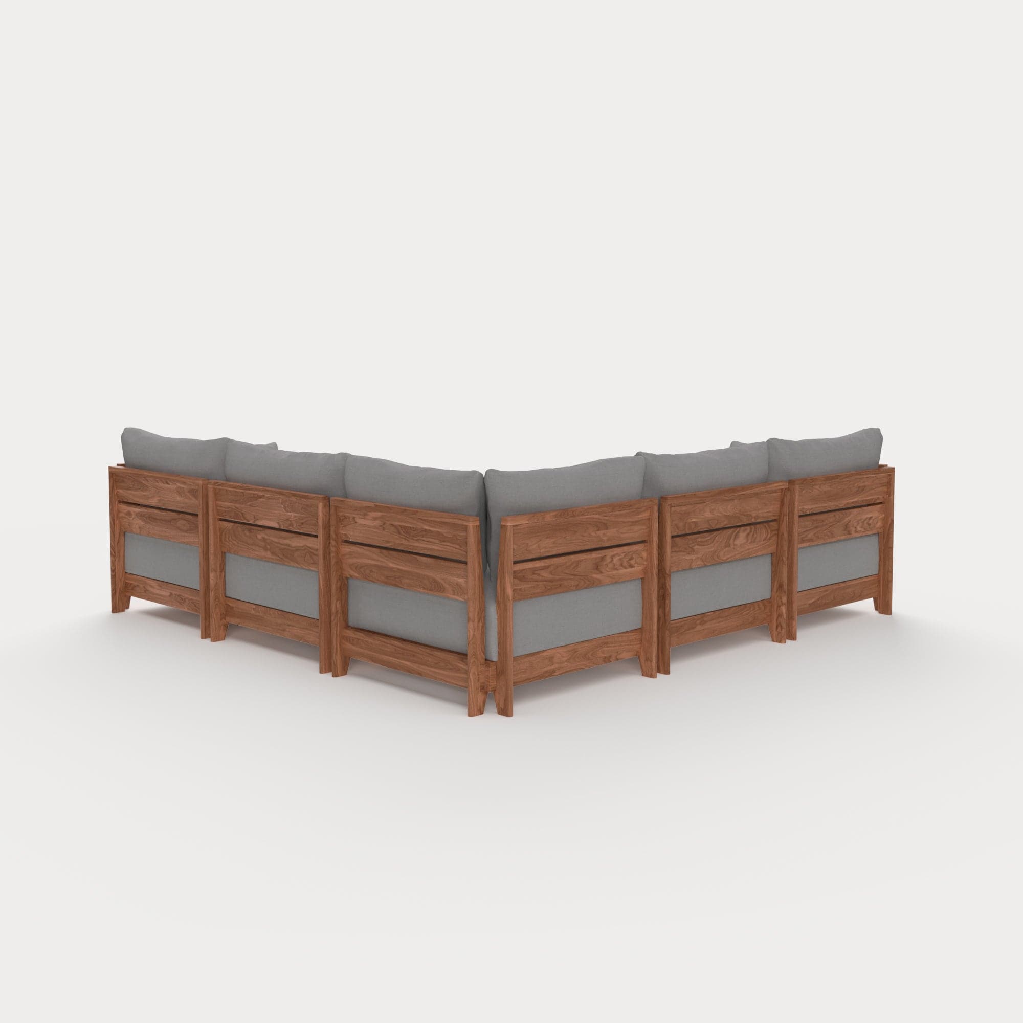 Dwell™ Modular Teak Outdoor 5-Seater L-Sectional + Ottoman | Classic Canvas in Stone Gray