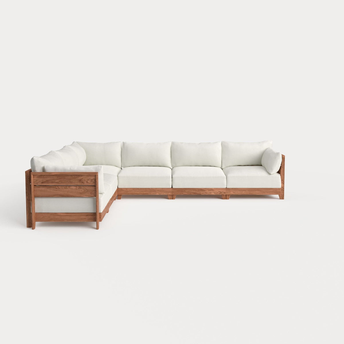 Dwell™ Modular Teak Outdoor 6-Seater L-Sectional | Classic Canvas in Cloud